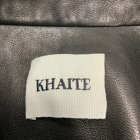 KHAITE DARK BROWN BUTTON FRONT LAMBSKIN LEATHER JACKET - Picture 4 of 5